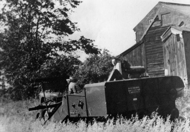 Wayne and Harry Watson baling hay about 1950